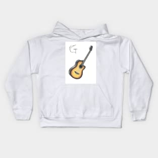 g for guitar alphabet illustration Kids Hoodie